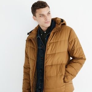 NWT Madewell By J.Crew Men's Packable Hooded Puffer Jacket Size L AA806 BE